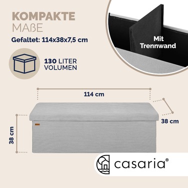Складаний стілець-лавка сірого кольору з тканини Cord, 114x38x38 см, МДФ