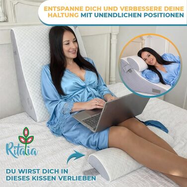 Ортопедична подушка для ніг Ritalia VENENKISSEN: підтримка ніг, 3 рівня, для лімфодренажу та варикозу (60x60x30)