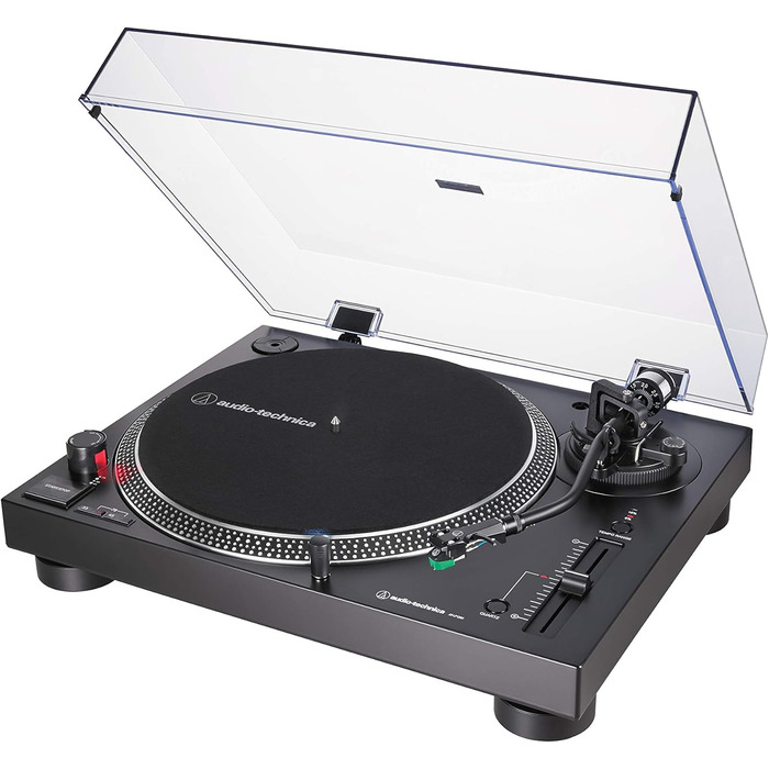 Програвач вінілових платівок Audio-Technica LP120XUSB, чорний, аналоговий і USB, з прямим приводом, комплект з карбоновою щіткою
