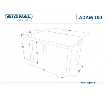 Стіл ADAM 100x60 дуб вотан/білий мат