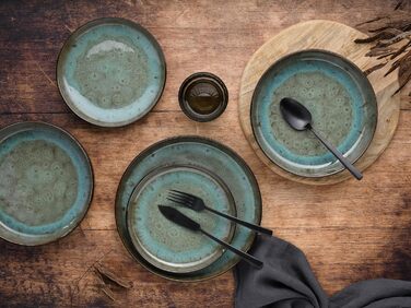 Набір посуду серії Nordic Fjord 18шт, набір тарілок з керамограніту (набір тарілок 18шт, зелений), 21551