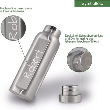 Ланчбокс з нержавіючої сталі з гравіюванням імені + пляшка для води – 800 мл, 470 мл, з роздільником, захист від протікання, бенто-бокс – подарунок, 1 вересня, спорт, відпочинок на природі