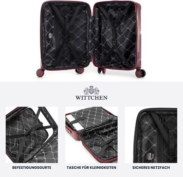 Набір валізWITTCHEN AXIS 3 шт. | Ручна та велика валіза | Гібрид ABS Nylon з TSA замком, телескопічною ручкою та 360° колесами | Бордовий колір