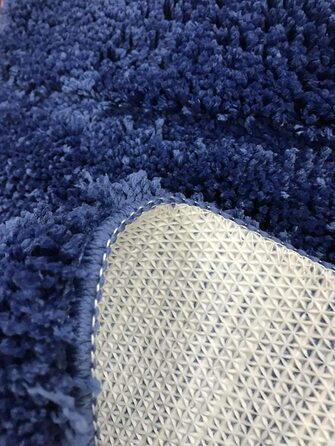 Набір килимків для ванної кімнати Jianyana 3 шт. з антиковзаючою мікрофіброю, м'який, шорсткий, комплект килимків для душу та унітазу (Смугастий темно-синій)