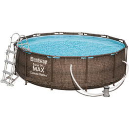 См, каркасний басейн круглий з міцним сталевим каркасом в повній комплектації, ротанг Single, 366x100