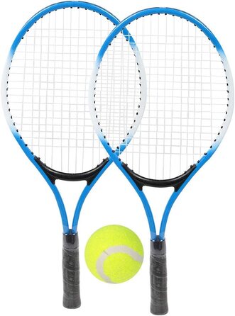 Чудова тенісна ракетка, набір тенісних ракеток із залізного сплаву без еластичності дитяча тенісна ракетка тенісна ракетка подвійний комплект з футляром для перенесення, для дітей синього кольору