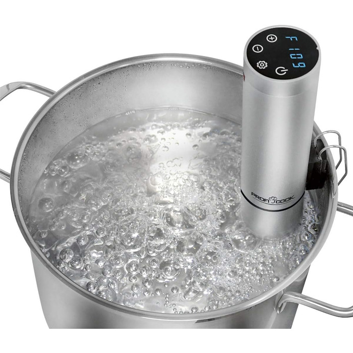 ProfiCook® Sous Vide Garer PC-SV 1159: Су-від прилад з Wi-Fi, 1000 Вт, діапазон температур 0-90°C, автоматичні програми, корпус з алюмінію, LED дисплей, функція автоматичного вимкнення