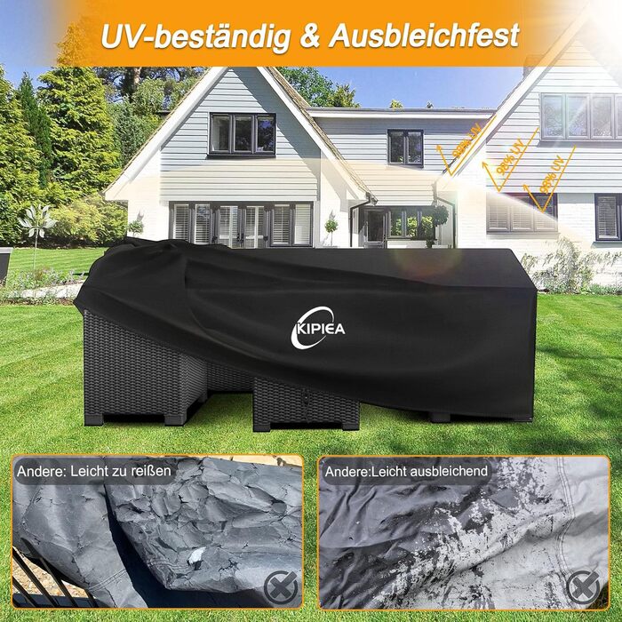 Чохол для садово-патіо меблів Kipiea, водонепроникний, прямокутний, 242x162x100 см