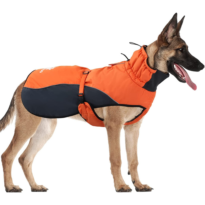 Пальто для собак зимове, водонепроникне та тепле, для малих та великих собак, з отвором для шлейки та світловідбивачем (XL)