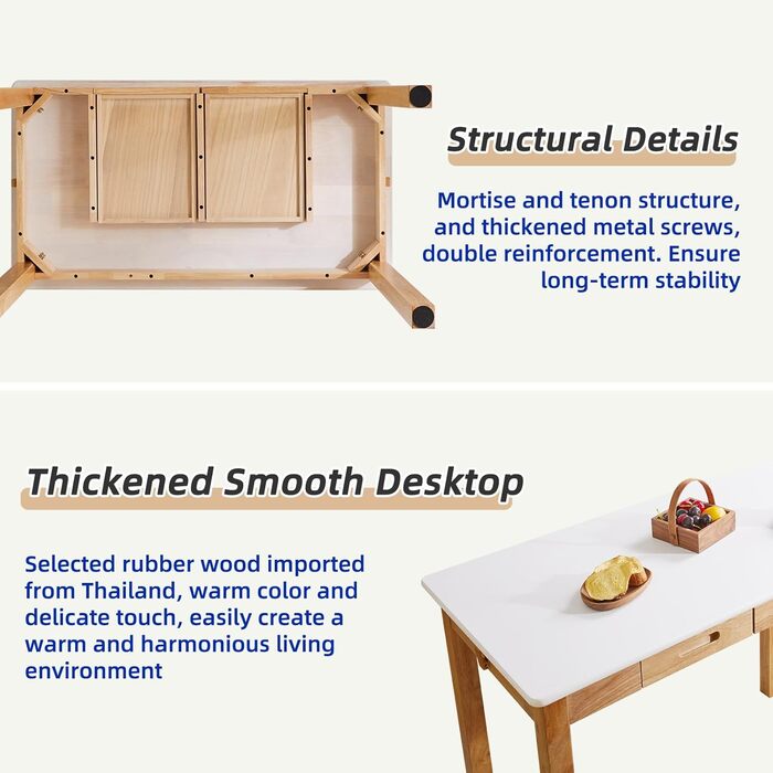 Дерев'яний письмовий стіл з шухлядою та вішалкою, компактний комп'ютерний стіл, 100 x 50 x 75 см, YD-WD01N