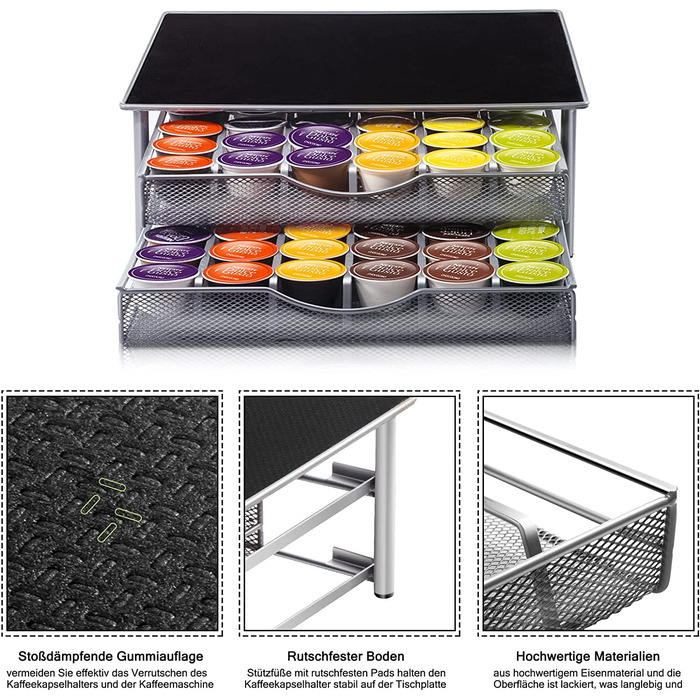 Тримач для капсул кави MASTERTOP для Dolce Gusto, 2 яруси, 72 капсули, органайзер, з мікрофіброю для чищення