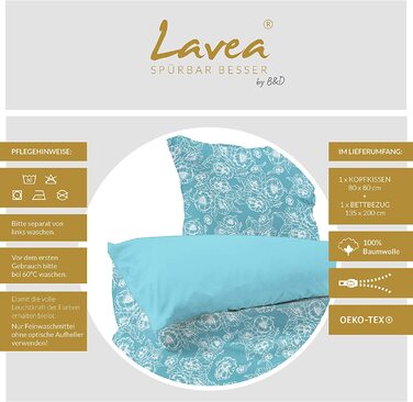 Комплект постільної білизни Lavea-Nora 135 х 200 см 80 х 80 см.Дизайн Квітковий Колір Червоний/барвистий 100 бавовна. Висока якість із застібкою-блискавкою. (135 х 200 80 х 80 см, бірюзово-зелений/білий)