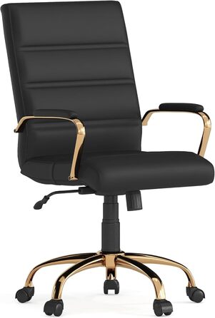 Офісний крісло Flash Furniture - крісло для шефа, біле шкіряне, з червоно-золотим каркасом, 61x58,5x103,5 см