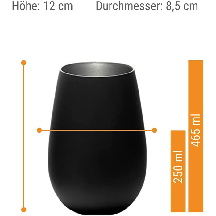 Склянки Штельцле Лаузіц 465 мл I склянки для пиття набір з 6 склянок I Набір склянок для пиття можна мити в посудомийній машині з високою стійкістю до поломки I Універсальні склянки для води склянки для соку склянки для віскі I Чорний Бронзовий (чорний / 
