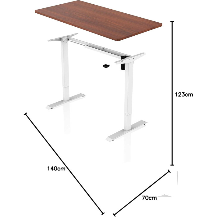Електричний регульований стіл AGIL 140x70 см - білий каркас, стільниця з горіха, для офісу, ергономічний, з підйомником
