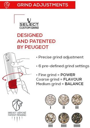 u'Select Акумуляторний електричний млин для перцю 15 см кам'яної солі - 6 попередньо встановлених помелів - Алюмінієвий 15 см млин для перцю - Алюміній