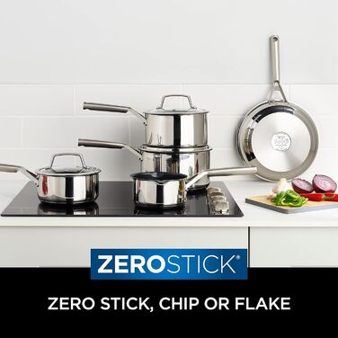 Набір сковорідок Ninja ZEROSTICK Premium Cookware з 2 предметів, сковороди 24 см і 28 см, міцні, з антипригарним покриттям, твердий алюміній, безпечний для духовки до 260 C, сірий, C32000UK (великий набір сковорідок, нержавіюча сталь)