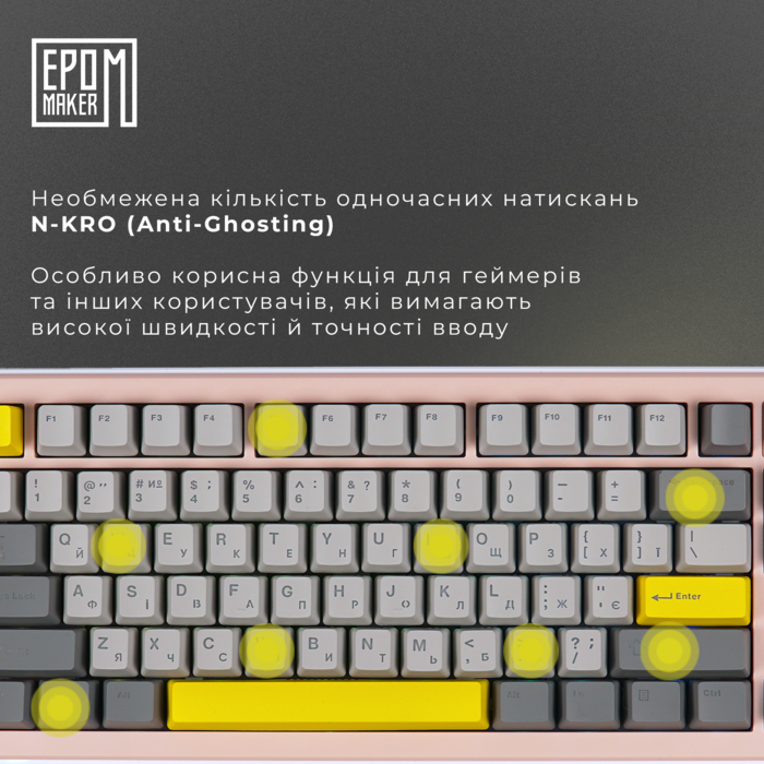 Клавіатура механічна бездротова EPOMAKER Shadow-S Wisteria Linear Pink (SHS-P-WL)