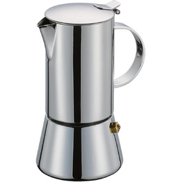 Кавоварка Cilio AIDA підходить для всіх типів плит, включаючи індукційні плити Ø 9 см, H17,5 см Італійська кавоварка Cafeteria Mocha Coffee Machine (полірована нержавіюча сталь, 4 чашки)