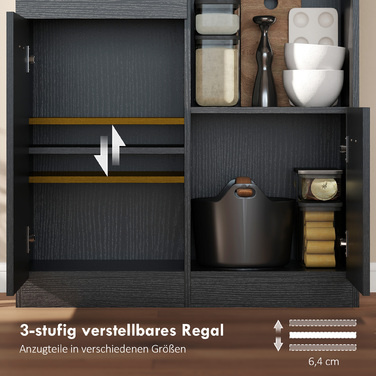 Буфет-шафа з ящиком, з доводчиками на дверцятах, 80 x 35 x 180 см, чорний