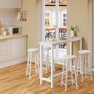 Набір барних стільців WOLTU: стіл та 2 стільці, 140x40x100 см, білий