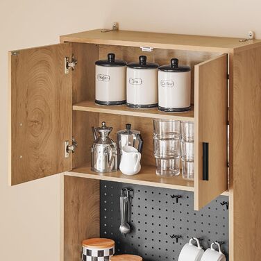 Кухонна шафа SoBuy з мікрохвильовою нішею (Ø6 см) та жалюзі-дверцятами, буфет, багатофункціональна шафа, меблі для кухні та вітальні, дуб-чорний, 107×40×85 см, FSB103-N