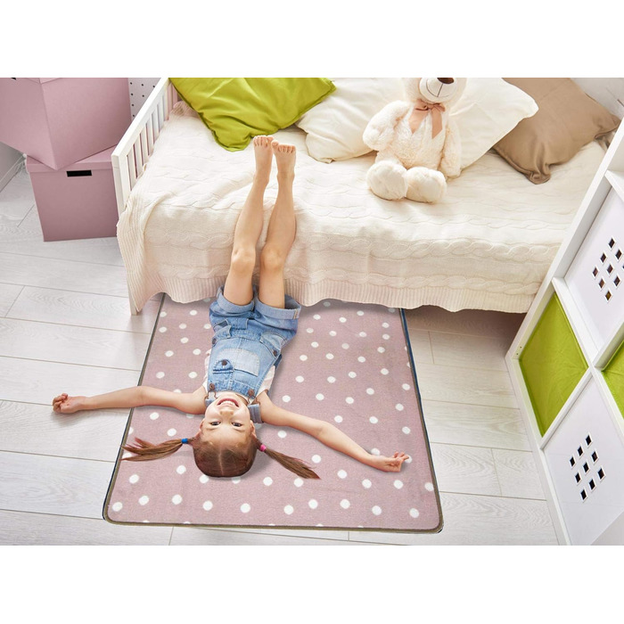 Килимок дитячий Primaflor в горошок - Punto - Пастельно-рожевий, 100 х 150 см, Якісний і простий у догляді килимок для дитячої та дитячої кімнати, Ігровий килимок для дівчаток і хлопчиків 100 х 150 см Рожева пастель
