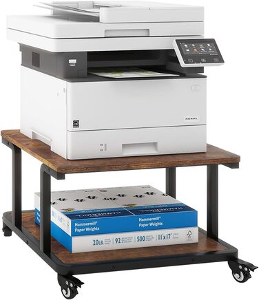 Стіл для принтера PUNCIA з 2 рівнями, мобільний, 60 x 50 см, дерево & метал