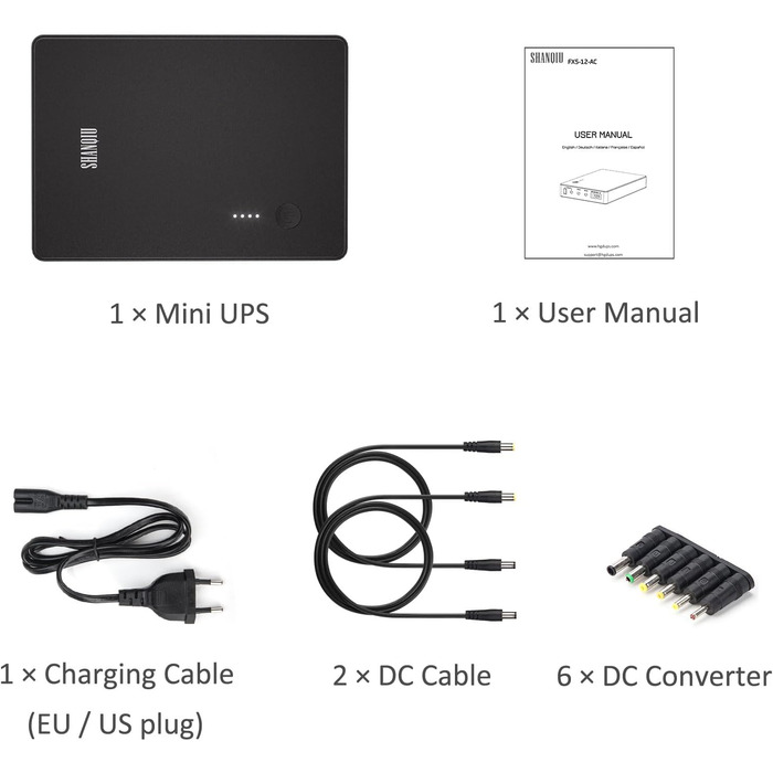 Mini UPS для роутера, модема, камери: безперебійне живлення 37Wh, USB 5V/9V/12V, AC-DC