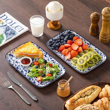 Набір тарілок Vancasso Selene для закусок, суші, десертів 22x13 см (4 шт) - Порцелянові прямокутні тарілки для подачі