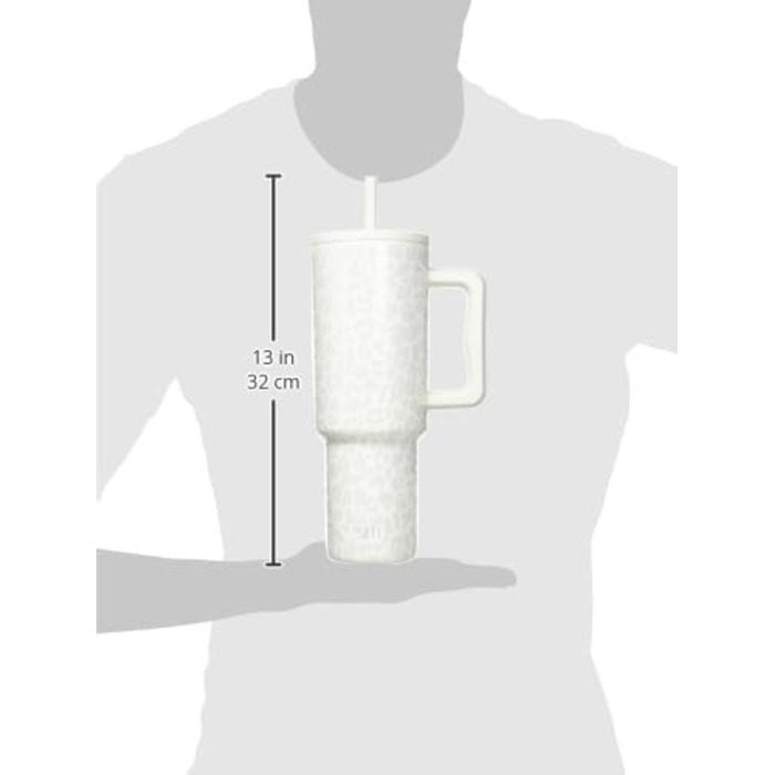 Термокружка Simple Modern з соломкою та ручкою | Ізольована термокружка з нержавіючої сталі | Термокружка для кави, напоїв | Подарунок для жінок та чоловіків | Trek | Almond Birch (40 oz, Cream Leopard)