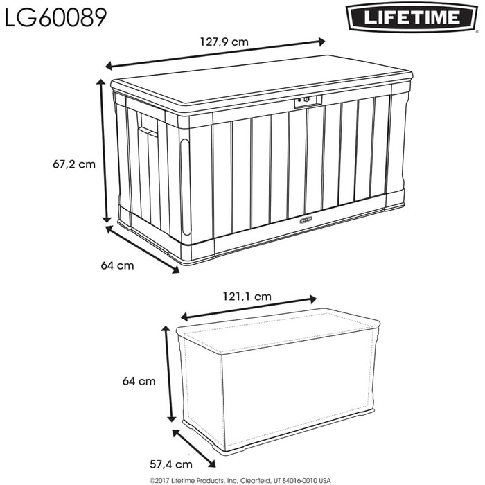 Садовий ящик Lifetime 60089 Ultra-Resistente 127x64x67 см коричневий UV100 - пластиковий контейнер для саду