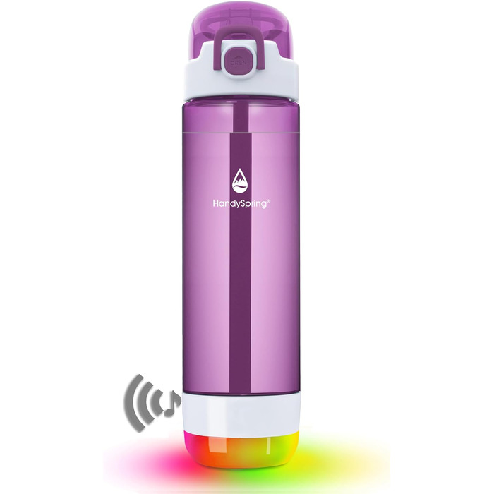 Розумна пляшка для води з нагадуванням пити воду - Світло та звукоізоляція Сяюча пляшка 750 мл, Водний трекер із соломинкою, Розумне нагадування про гідратацію, Мотиваційна пляшка для води (фіолетова)