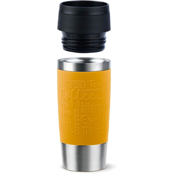 Термокружка Emsa N20210 Travel Mug Classic Isolierbecher, 0.36 л, нержавіюча сталь, 4 години гаряча, 8 годин холодна, герметична, для миття в посудомийній машині, 360° відкривання (Senfgelb)