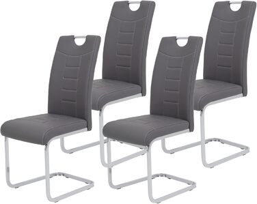 Набір кухонних стільців Hela Ruby, 4 шт., сірий, штучна шкіра, металевий каркас, 140 кг