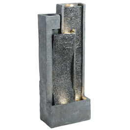 Водоспад на 3 рівня з підсвічуванням LED, декоративне кашпо, насос та імітація каменю, регульована висота, розміри 38 x 19 x 101 см