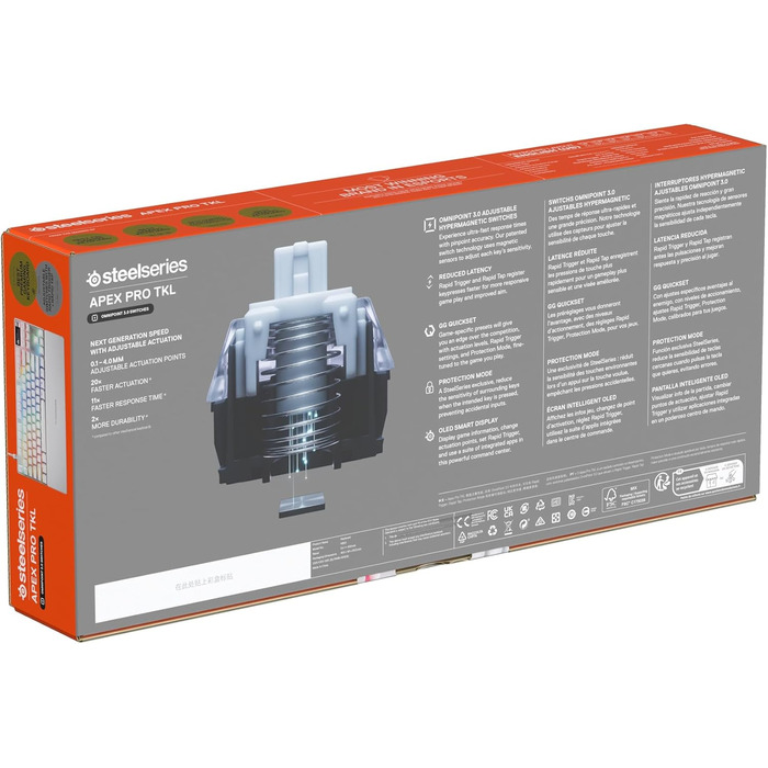 Клавіатура SteelSeries Apex Pro TKL Gen 3 для геймінгу з перемикачами Hall Effect та OmniPoint 3.0 - регульована чутливість, пресети для ігор, захист від зносу, німецька QWERTZ (Nordisch QWERTY), бездротова, біла
