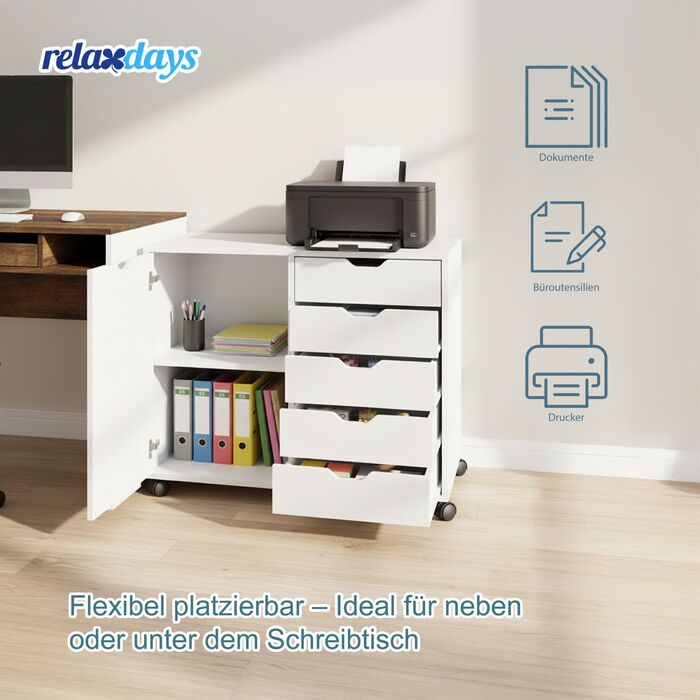 Relaxdays Роликовий контейнер з шухлядами та відсіками