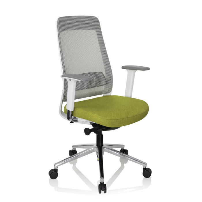 Офісне крісло / поворотне крісло CHIARO T2 WHITE сітка / тканина сіра / зелена hjh OFFICE