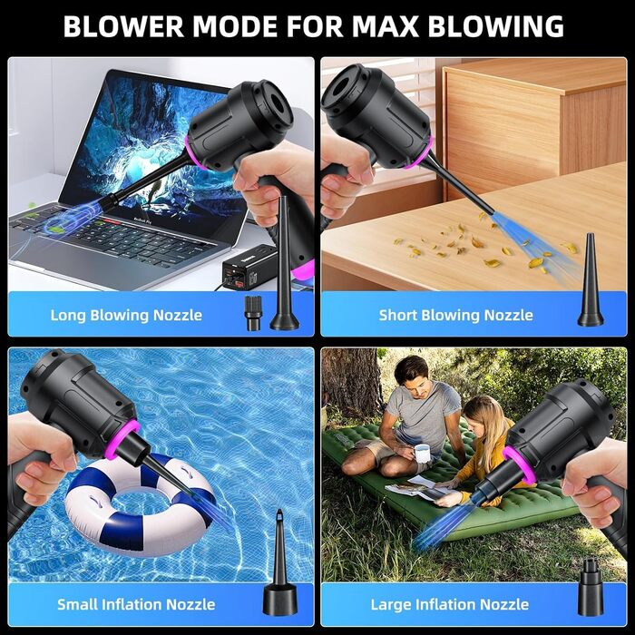 Акумуляторний автомобільний пилосос для авто та дому, потужність 17000 Па, 6000 мАг, ручний портативний пилосос для шерсті тварин, диванів та клавіатур з функцією обдуву