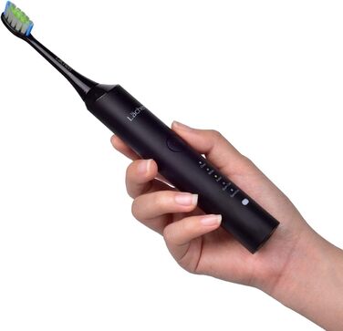 Електрична зубна щітка Lächen RM-H9, набір з 2 шт. (біла та чорна) + 10 насадок, 5 режимів, з кейсами для подорожей