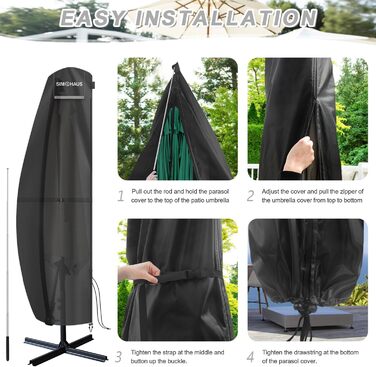 Чохол для парасольки 4м, захисний чохол для парасольки з розкривною тканиною (Ampelschirm) діаметром до 400 см. Захисний чохол для парасольки, чохол для подвійної парасольки, анти-UV, Oxford Fabric, 280x70/70 см (240x45/70/50 см)