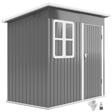 Outsunny – сарай для інструментів 2,55 м², садовий будиночок з похилим дахом, 221 x 133 x 190/173 см, сарай для інструментів із замикаючими дверима та вікном, гараж для велосипедів, шафа для саду зі сталі, для заднього двору, саду, темно-сірий | Aosom