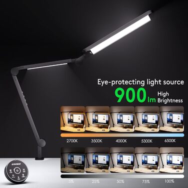 LED лампа EYOCEAN для столу: архітектурна, з регулюванням яскравості та кольорової температури, захист очей, 15W