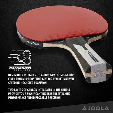Набір для настільного тенісу JOOLA Duo Carbon 2 ракетки для настільного тенісу 3 м'ячі для настільного тенісу чохол для настільного тенісу, червоний / чорний, з 6 предметів (комплект з ракеткою для настільного тенісу Carbon X Pro)