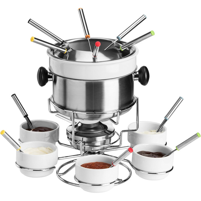 Набір для фондю Premier Housewares з нержавіючої сталі та порцеляни, білий