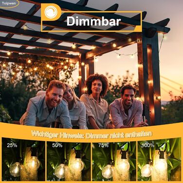 LED гірлянда для вулиці 45,7 м з пультом, 75 LED, тепле світло, IP45, для саду, балкону, тераси, кемпінгу та вечірок (220V)