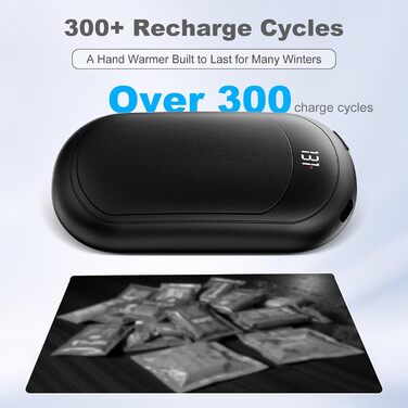 Електричні грілки для рук Macchiatto 2 шт., багаторазові, 3200mAh, 3 рівні нагріву, до 60°C, ідеальний подарунок на зиму, чорні