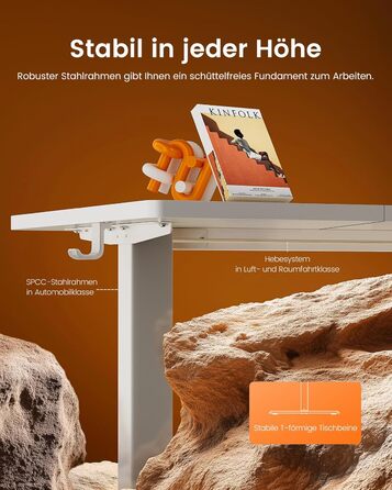 Електричний регульований стіл ErGear 160x80 см з пам'яттю, білий. Підключення до плати 120x60 см для дому та офісу