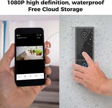 Розумна відеодзвінок Swokely Smart WiFi з PIR-датчиком, нічне бачення, IP65, для дому